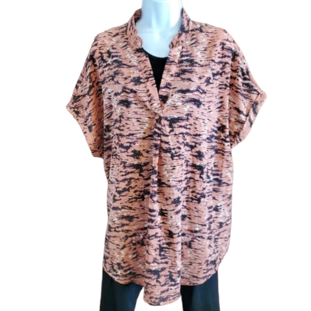 Dusty Rose Women's Colored Animal Print V-neck Tunic Top (no tags)